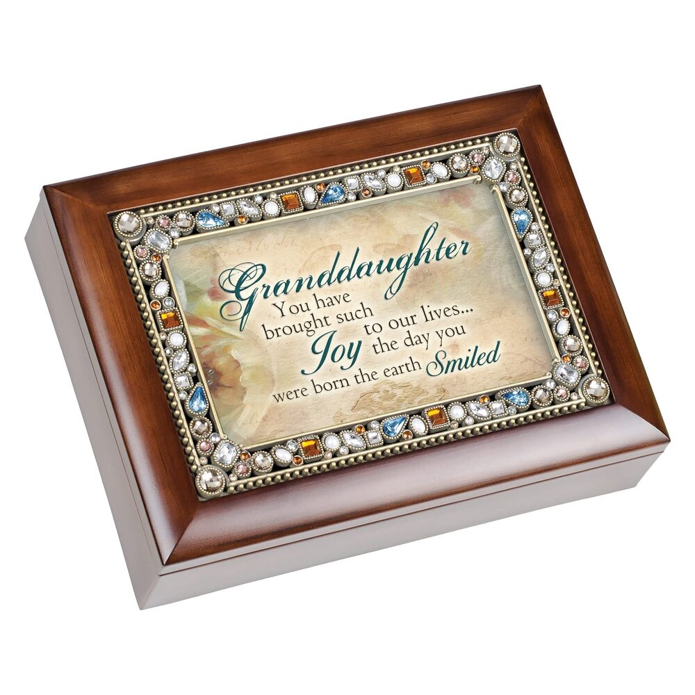 7602 Granddaughter You Have Brought Such Joy Woodgrain Jeweled Music Box